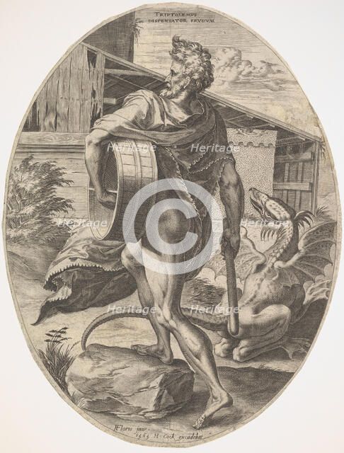 Triptolemus from The Rural Gods, 1565. Creator: Cornelis Cort.