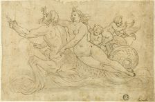 Triton, Nereid, and Putti, n.d. Creator: Giuseppe Mazzuoli the Elder