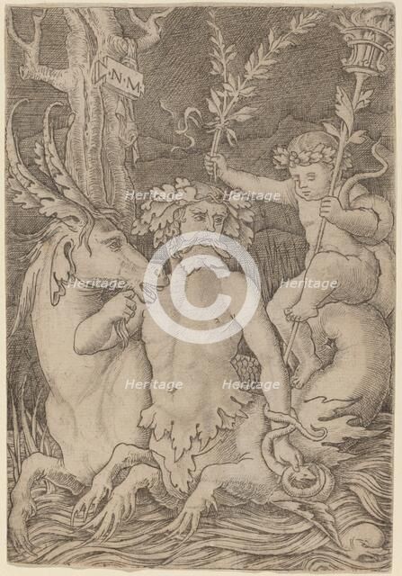 Triton Carrying a Child, c. 1507. Creator: Nicoletto da Modena.