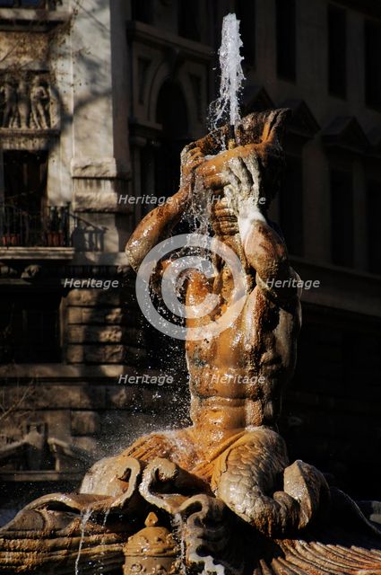 Triton Fountain, Piazza Barberini, Rome, Italy, 2009.  Creator: LTL.