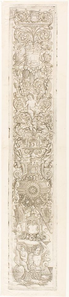 Triton Ridden by a Child, plate one of Twelve Ornament Panels, c.1505-20. Creator: Giovan Pietro Birago