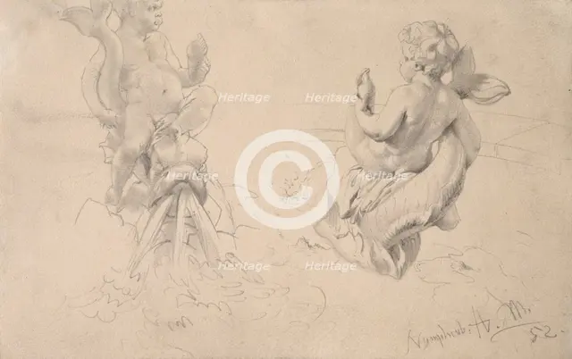 Tritons From The Nymphenburg Park, 1852. Creator: Adolph Menzel.