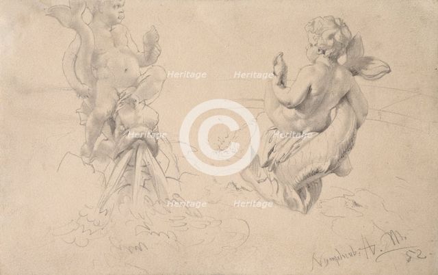 Tritons From The Nymphenburg Park, 1852. Creator: Adolph Menzel.