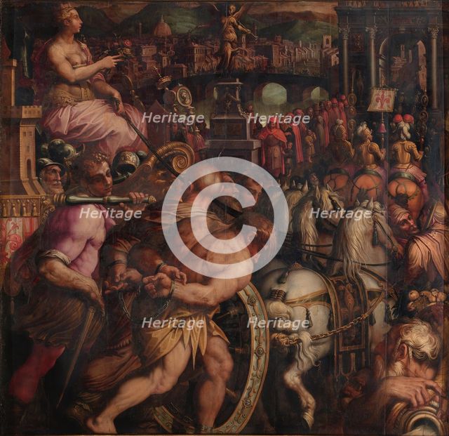 Triumph after the victory of Pisa, 1563-1565. Artist: Vasari, Giorgio (1511-1574)