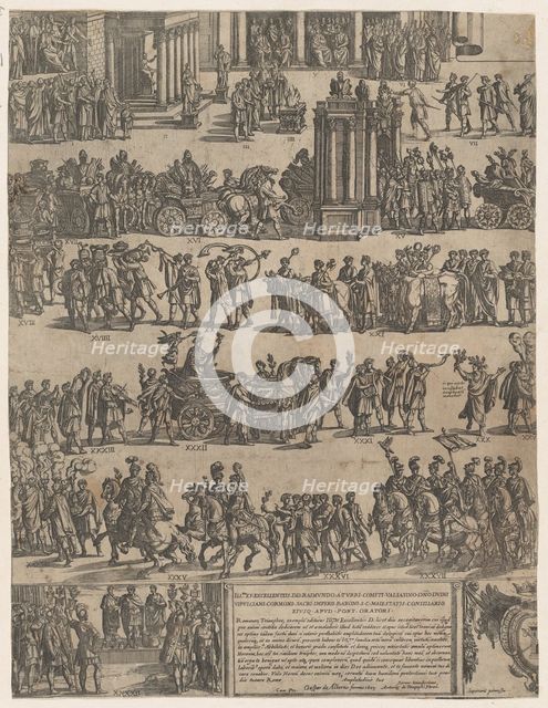 Triumph of a Roman Emperor (left side), 1603. Creator: Antonio Tempesta.