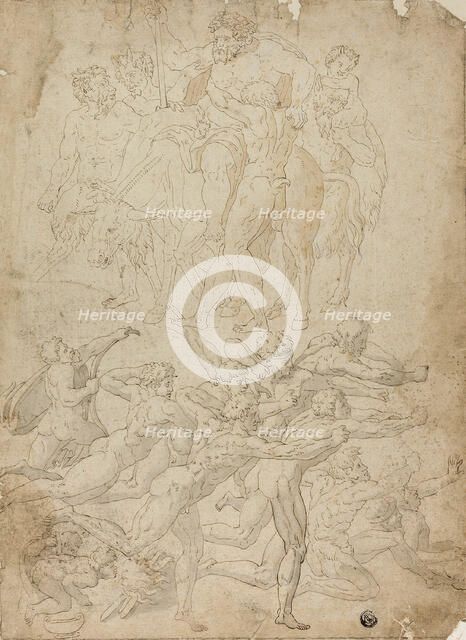 Triumph of Bacchus, Archers Shooting at a Herm, and Other Studies, n.d. Creator: Unknown.