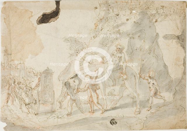 Triumph of Bacchus with Drunken Silenus on Donkey, n.d. Creator: Cesare Pollini.