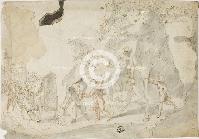 Triumph of Bacchus with Drunken Silenus on Donkey, n.d. Creator: Cesare Pollini.