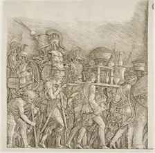Triumph of Caesar: Soldiers Carrying Trophies, c.1495. Creator: School of Andrea Mantegna