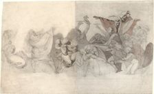 Triumph of Death: Three Skeletons Invading a Bacchanal Orchestrated by a Magician or an..., 1770-71. Creator: Henry Fuseli