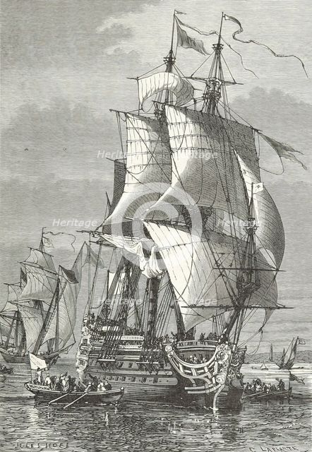 Triumph of Duquesne over Ruyter, at Messina, (1672), 1870. Creators: Jules-Achille Noel, C Laplante.