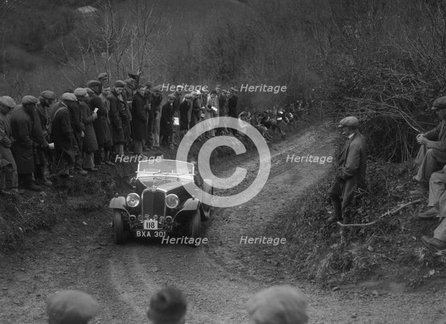 Triumph of HF Burt competing in the MCC Lands End Trial, 1935. Artist: Bill Brunell.
