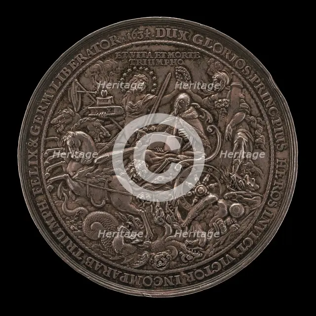Triumph of King Gustavus Adolphus [reverse], 1634. Creator: Sebastian Dadler.