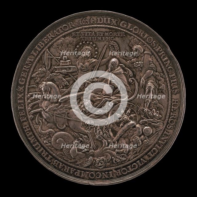 Triumph of King Gustavus Adolphus [reverse], 1634. Creator: Sebastian Dadler.