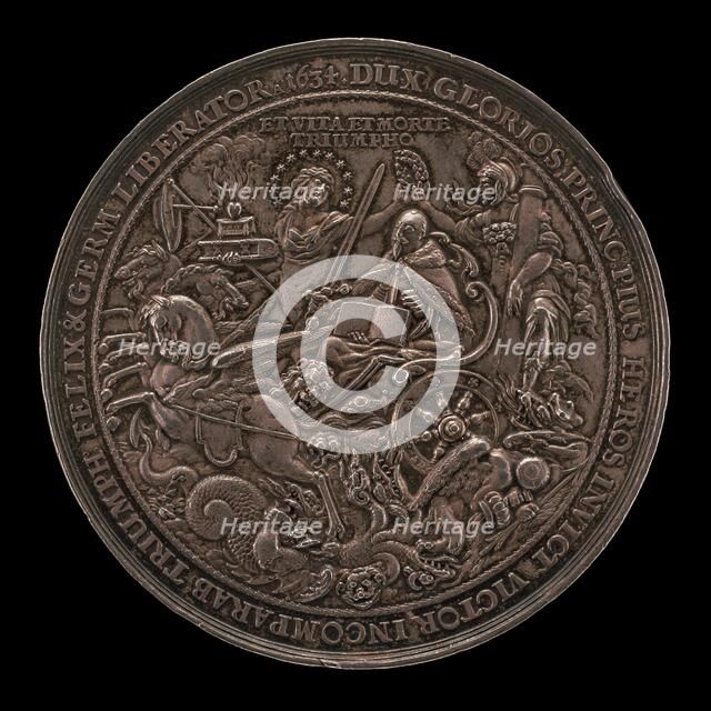 Triumph of King Gustavus Adolphus [reverse], 1634. Creator: Sebastian Dadler.