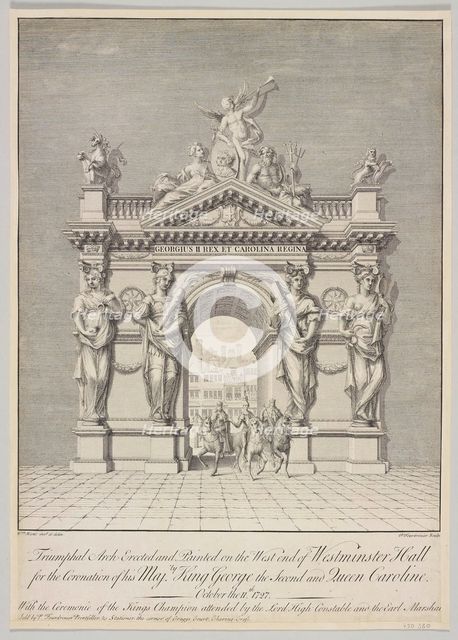 Triumphal Arch at West End of Westminster Hall for the Coronation of George II and Queen Caroline.