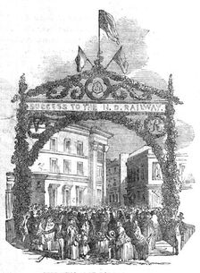 Triumphal Arch, Barnstaple-Bridge, 1854. Creator: Unknown