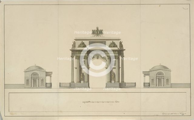 Triumphal Arch by Tverskaya Zastava in Moscow, 1826-1829. Artist: Bové (Bowe), Joseph (Osip Ivanovich) (1784-1834)