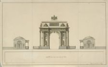 Triumphal Arch by Tverskaya Zastava in Moscow, 1826-1829. Artist: Bové (Bowe), Joseph (Osip Ivanovich) (1784-1834)