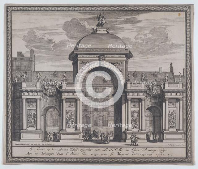 Triumphal arch erected in celebration of the entry of King William III, 1691. Creator: Jan van den Aveelen.