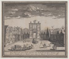 Triumphal arch erected in celebration of the entry of King William III, 1691. Creator: Hugo Allard