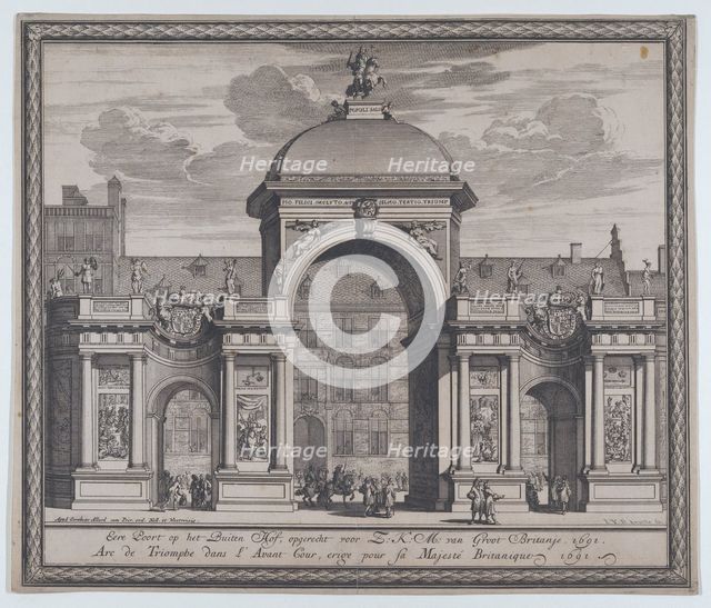Triumphal arch erected in celebration of the entry of King William III, 1691. Creator: Jan van den Aveelen.
