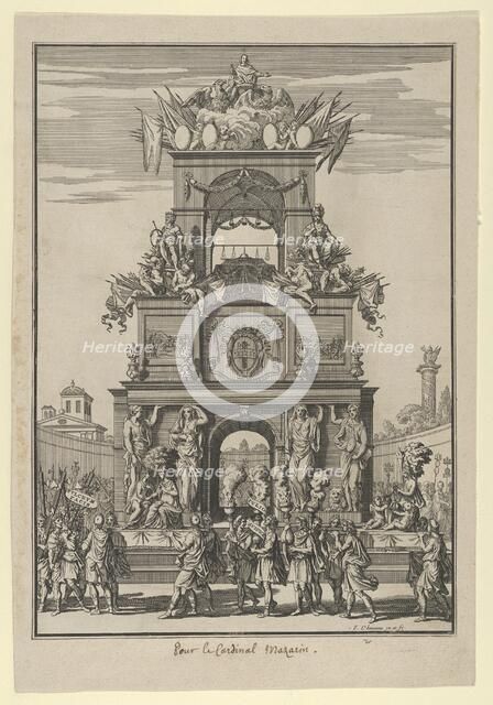 Triumphal arch erected in honor of Cardinal Mazarin after the Treaty of the Pyrenees..., ca. 1664-5. Creator: Francois Chauveau.