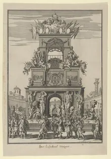 Triumphal arch erected in honor of Cardinal Mazarin after the Treaty of the Pyrenees..., ca. 1664-5. Creator: Francois Chauveau