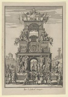 Triumphal arch erected in honor of Cardinal Mazarin after the Treaty of the Pyrenees..., ca. 1664-5. Creator: Francois Chauveau
