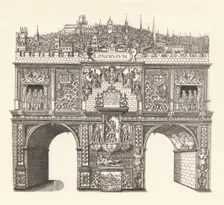 Triumphal Arch Erected in Honour of King James's Entrance into and passage through London 1604, ( Artist: Stephen Harrison