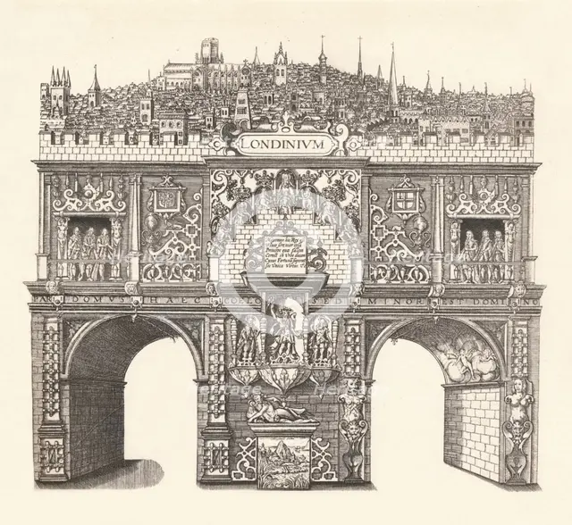 'Triumphal Arch Erected in Honour of King James's Entrance into and passage through London', 1604, ( Artist: Stephen Harrison.