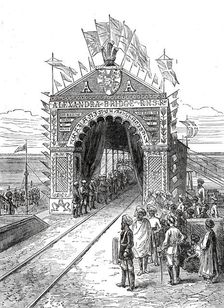 Triumphal Arch on the Alexandra Railway Bridge at Wuzeerabad...1876. Creator: Unknown