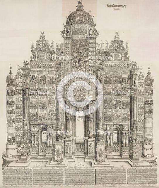 Triumphal Arch of Emperor Maximilian I, 1515-1517, printed 1799. Creators: Albrecht Durer, Albrecht Altdorfer, Hans Springinklee, Wolf Traut.