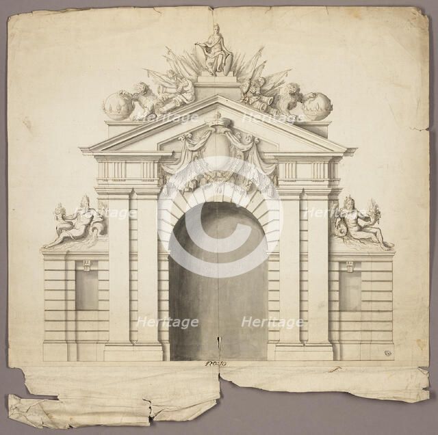 Triumphal Arch with Order of the Golden Fleece at Center, n.d. Creator: Unknown.