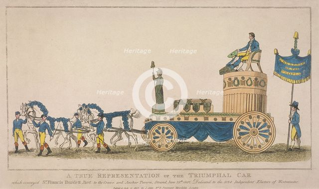 Triumphal car, pulled by four horses, June 29th, 1807. Artist: Anon