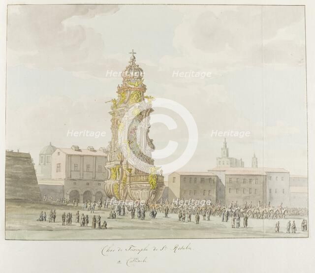 Triumphal chariot for Santa Rosalia, 1778. Creator: Louis Ducros.