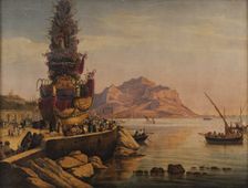 Triumphal chariot of Saint Rosalia at the Feast of 1835, 1835. Creator: Lochi, Enrico (active ca 1835)