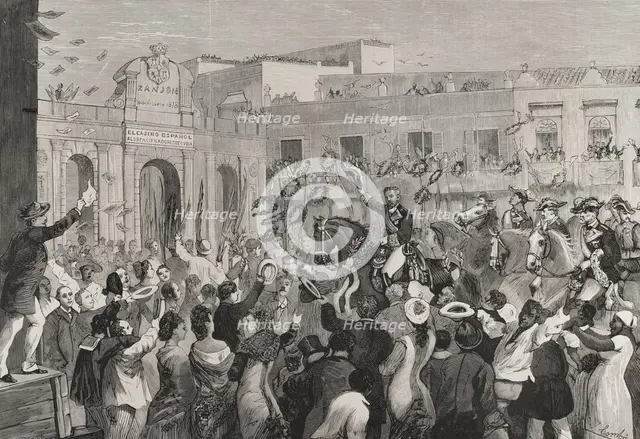 Triumphal entry of Martínez Campos into Havana on June 14, 1878. Creators: Juan Comba García, Andrés Ovejero.