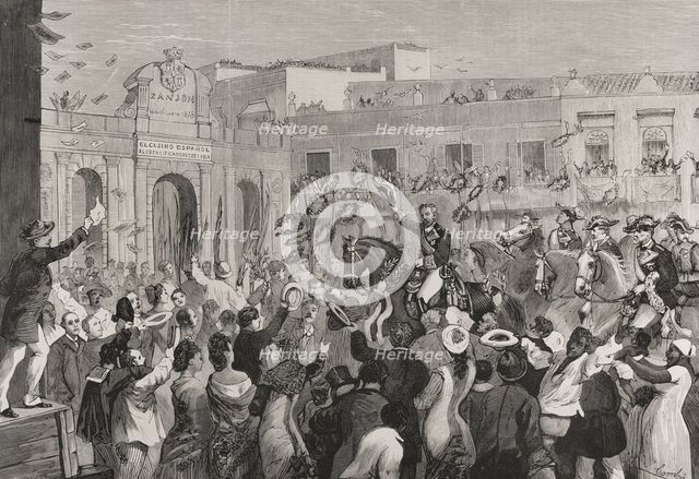 Triumphal entry of Martínez Campos into Havana on June 14, 1878. Creators: Juan Comba García, Andrés Ovejero.