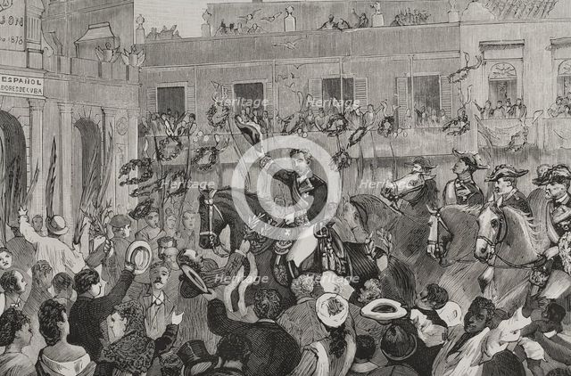 Triumphal entry of Martínez Campos into Havana on June 14, 1878. Creators: Juan Comba García, Andrés Ovejero.
