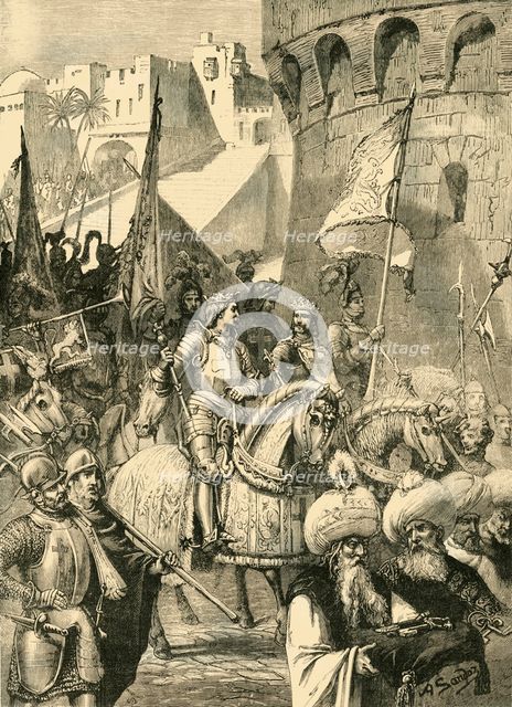 'Triumphal Entry of Richard I. and Philip Augustus Into Acre', (1191), 1890.  Creator: Unknown.