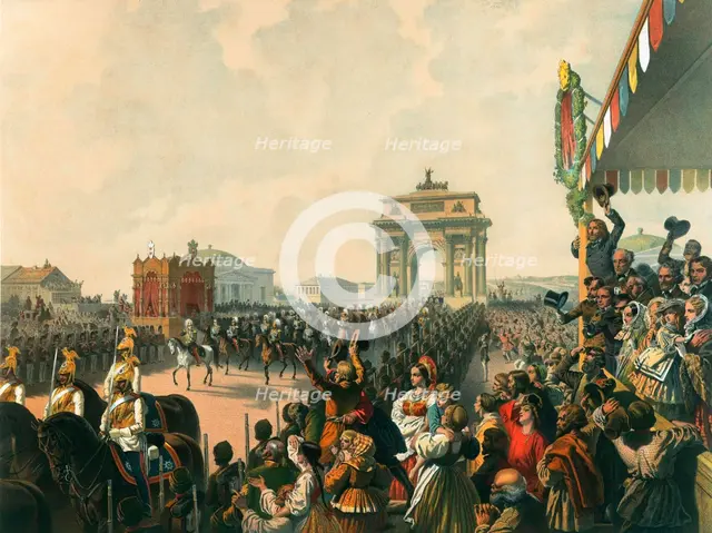 Triumphal entry of their Majesties Alexander II and Maria Alexandrovna into Moscow, 1856.   Artist: Mihály Zichy