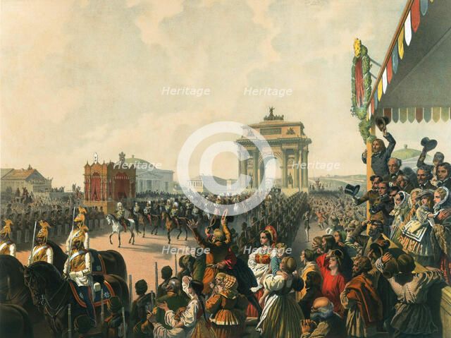 Triumphal entry of their Majesties Alexander II and Maria Alexandrovna into Moscow, 1856.   Artist: Mihály Zichy