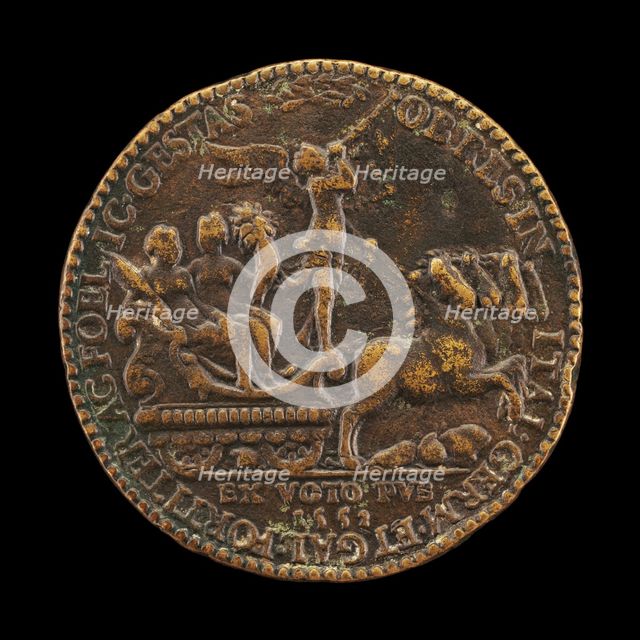 Triumphal Procession of Fame with Abundance and Victory [reverse], 1552. Creator: Etienne Delaune.