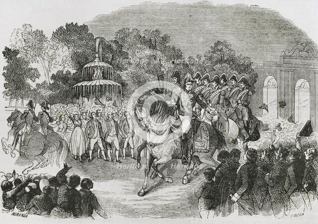 Triumphant entry of Ferdinand VII as King of Spain in Madrid, March 24, 1808, (1853). Creators: Miranda, Ildefonso Cibera.