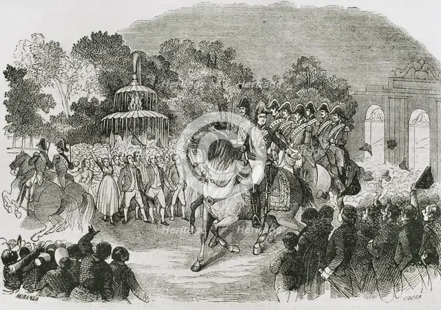  Triumphant entry of Ferdinand VII as King of Spain in Madrid, March 24, 1808, (1853). Creators: Miranda, Ildefonso Cibera.