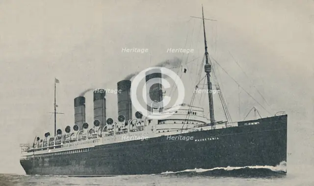'Triumphant for Twenty Years. The Mauretania, built in 1907', c1927, (1936). Artist: Unknown.