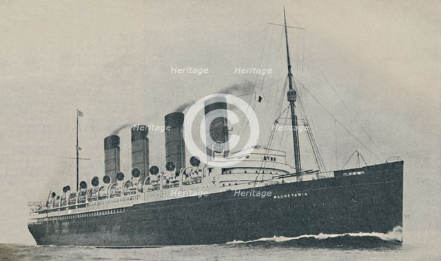 'Triumphant for Twenty Years. The Mauretania, built in 1907', c1927, (1936). Artist: Unknown.