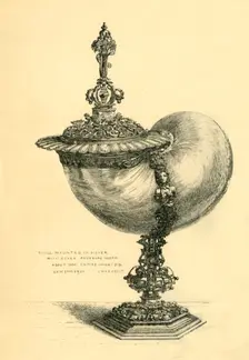 Trochus shell cup and lid, 1618-1625, (1881). Creator: S Thomas