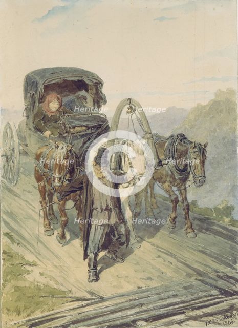 Troika, 1866. Artist: Sokolov, Pyotr Petrovich (1821-1899)